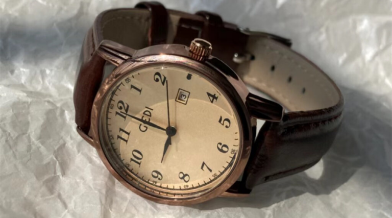 Brown Round Women's Leather Watch