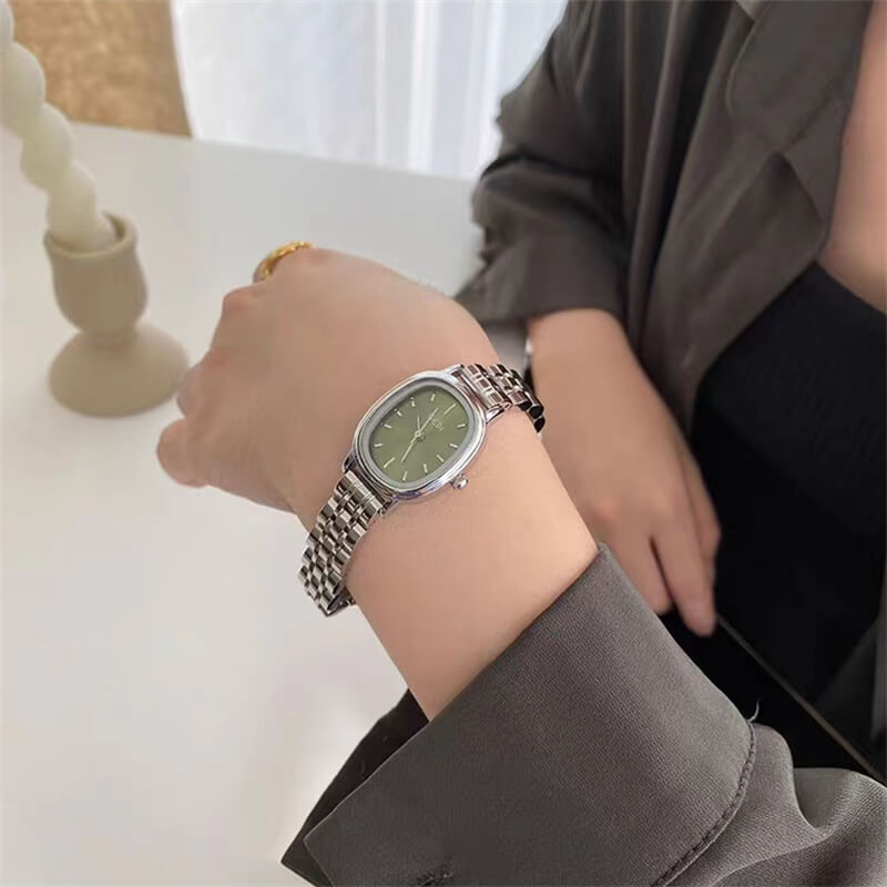 Women’s Silver Oval Dial Stainless Steel Bracelet Watch