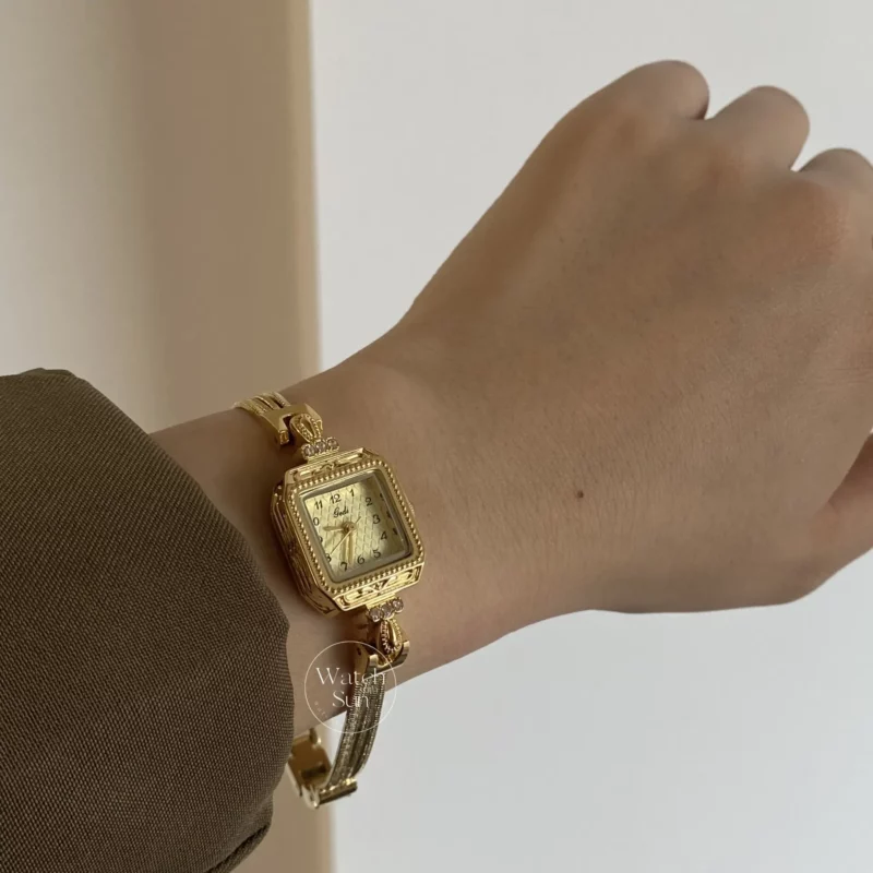 Chic Champagne Square Chain Watch for Women