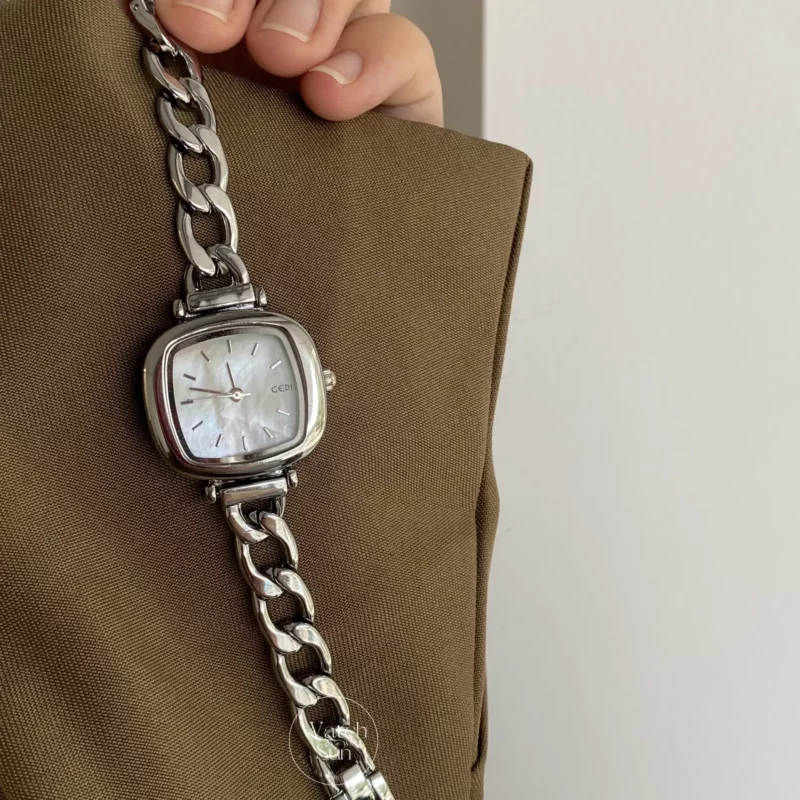 Chic Style Silver Square Mother of Pearl Bracelet Watch