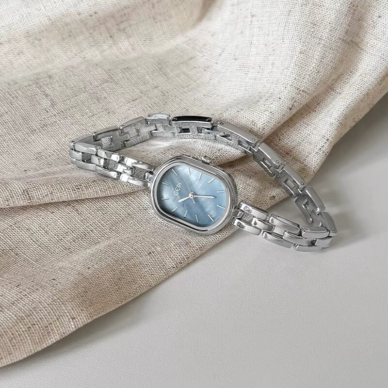 Minimalist Style Gold/Silver Oval Stainless Steel Ladies Watch