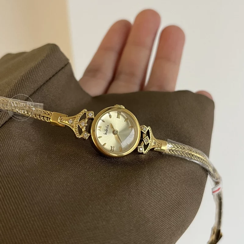Chic Style Gold Round Stainless Steel Chain Watch for Women