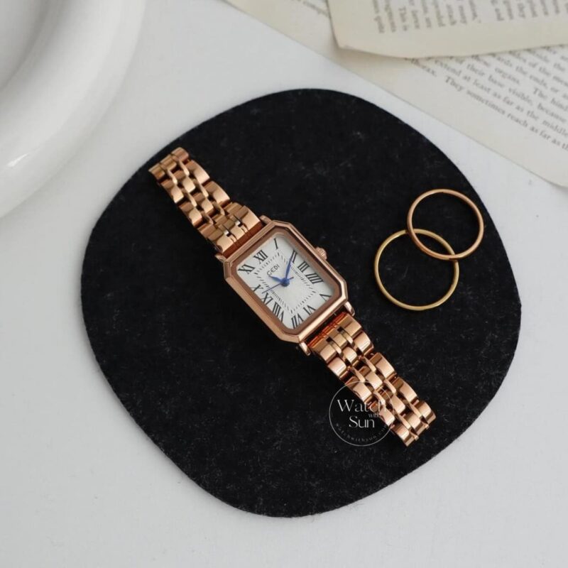 Dainty Champagne Gold Square Bracelet Ladies Watch