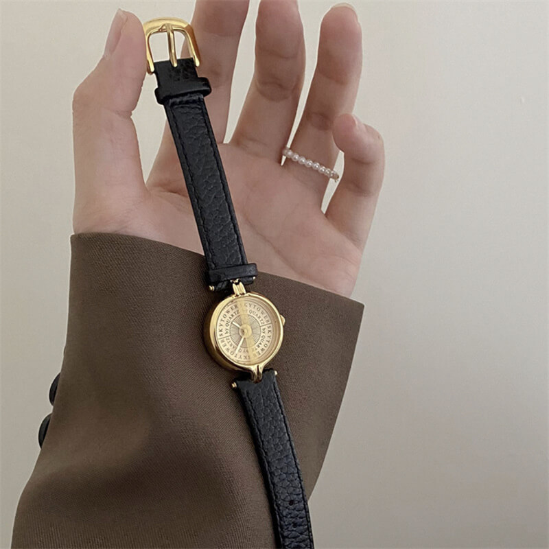 Classic Brown/Black/Grey Round LeatherLadies Watch