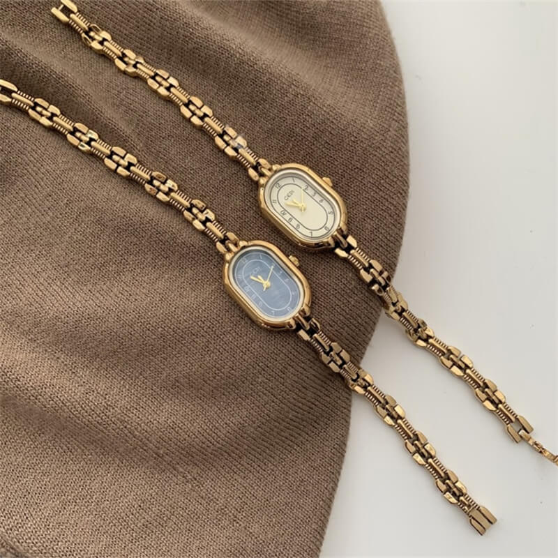 Chic Gold Beige Oval Face Bracelet Women’s Watch