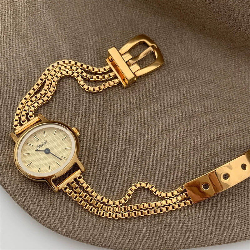 Oval Face Dainty Gold Bracelet Watch