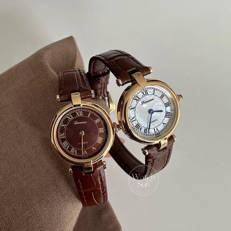 Vintage Roman Numeral Dial Brown Leather Watch