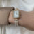 Chic Style Silver/Rose Gold Square Pearl Bracelet Watch