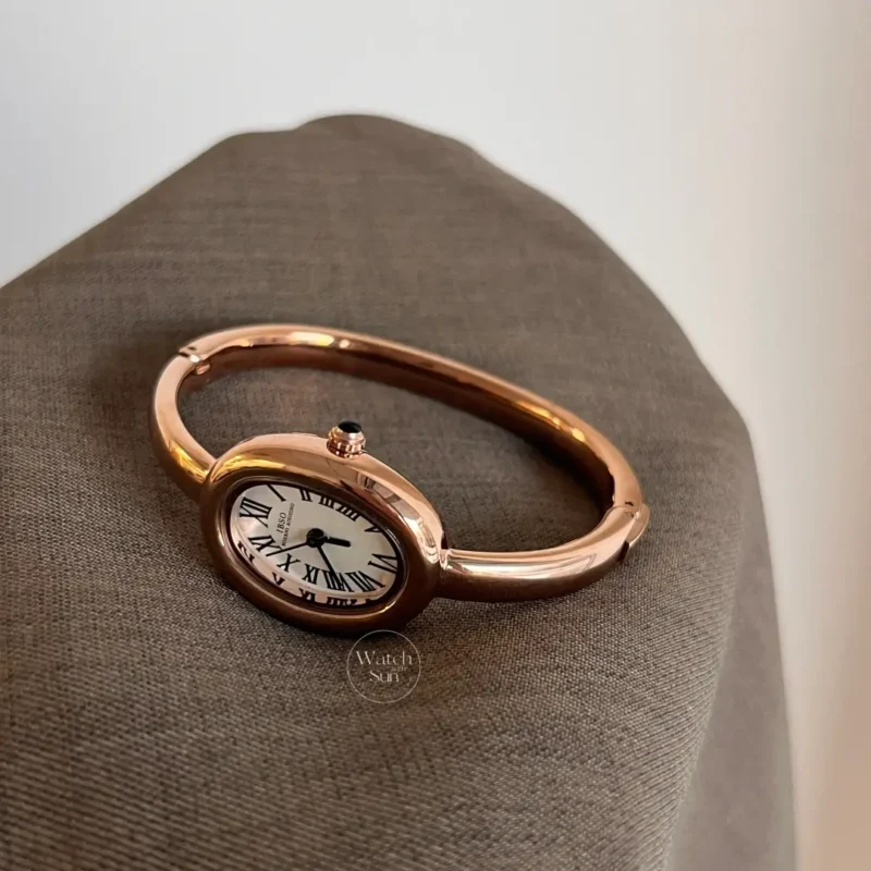Minimalist Oval Dial Watch Rose Gold Bangle Watch for Women ...
