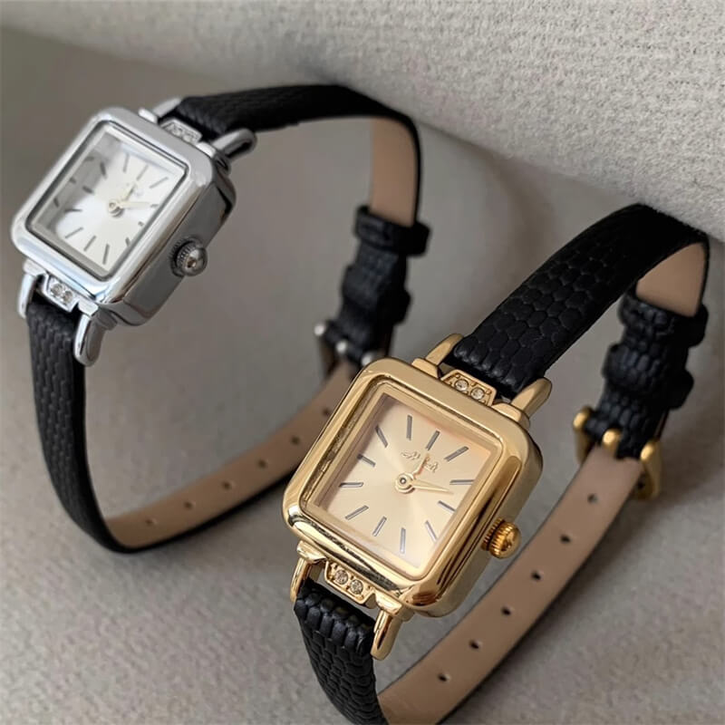 Classic Gold/Silver Square Small Dial Watch for Women