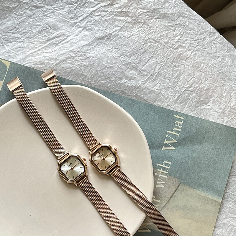Dainty Gold Polygon Stainless Steel Bracelet Watch