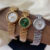 Minimalist Style Gold Round Stainless Steel Bracelet Watch