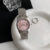 Chic Style Silver-Pink Round Bracelet Watch for Women