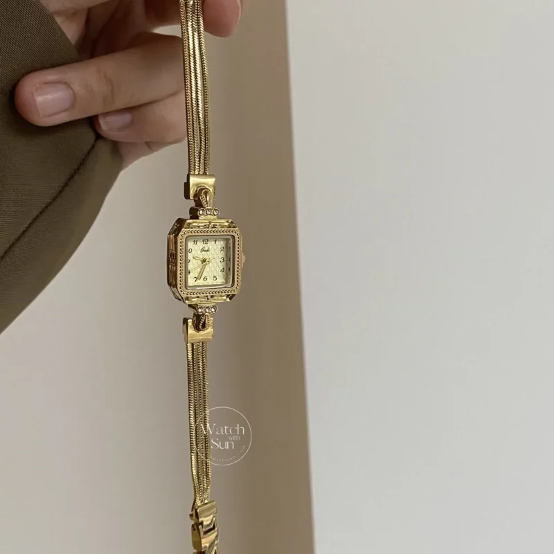 Chic Champagne Square Chain Watch for Women