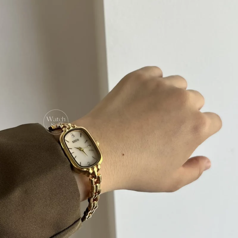 Dainty Gold/Silver Oval Mother of Pearl Bracelet Watch