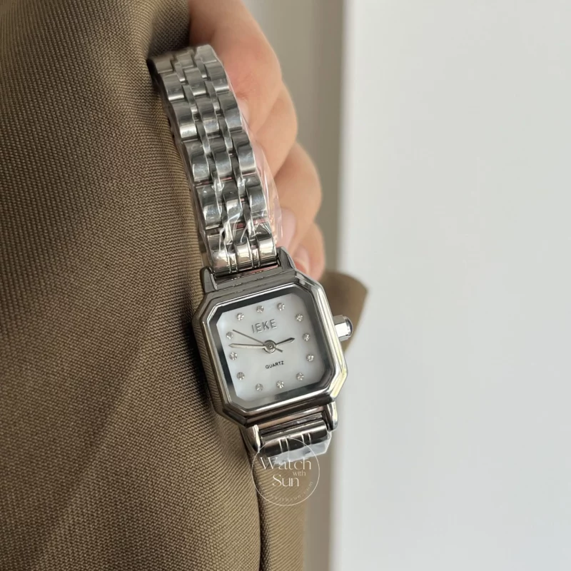 Minimalist Square Face Silver Stainless Steel Laides Watch