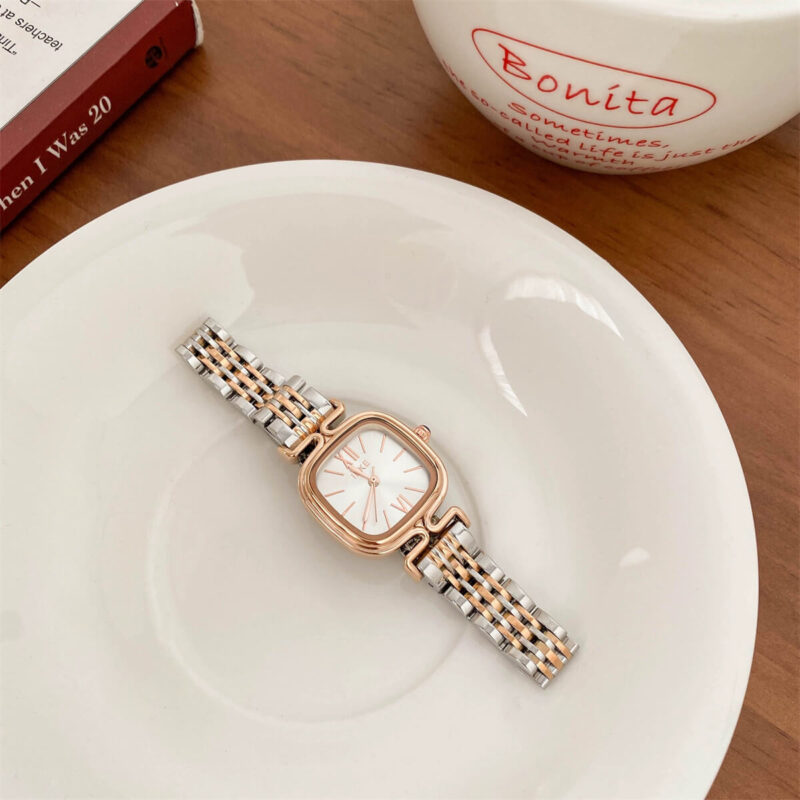 Square Face Gold/Silver Bracelet Watch