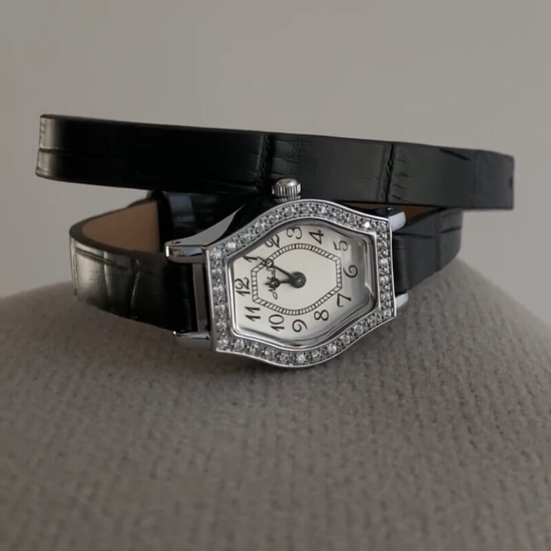 Vintage Small Face Black Leather Ladies Watch
