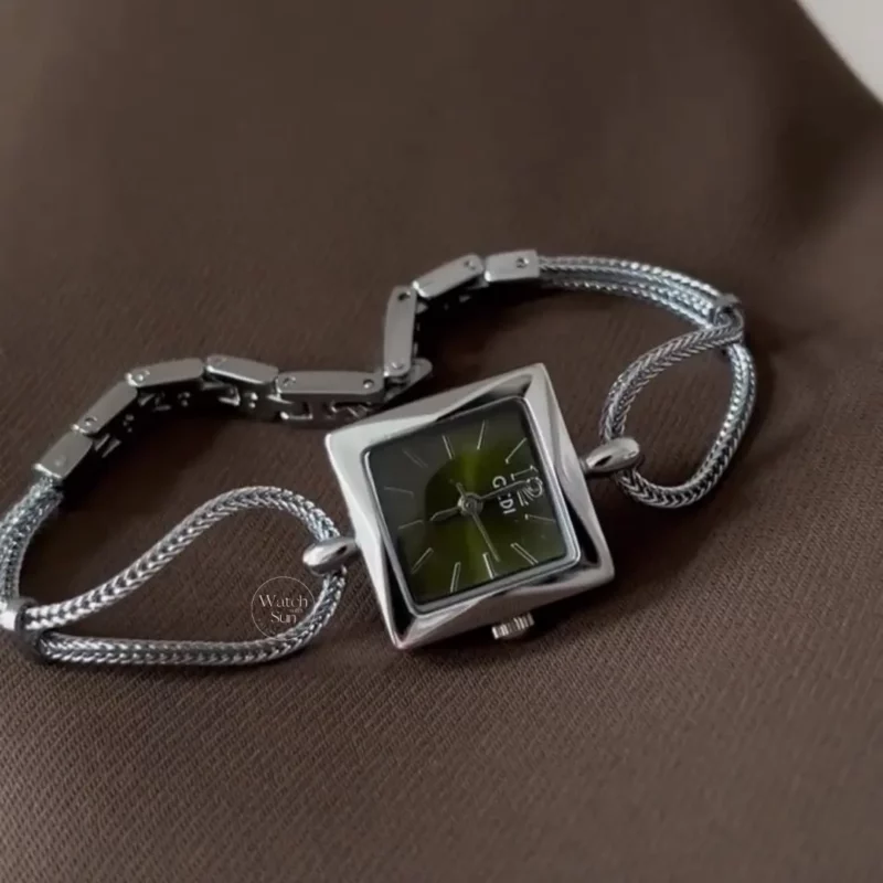 Chic Style Black Square Face Stainless Steel Ladies Watch