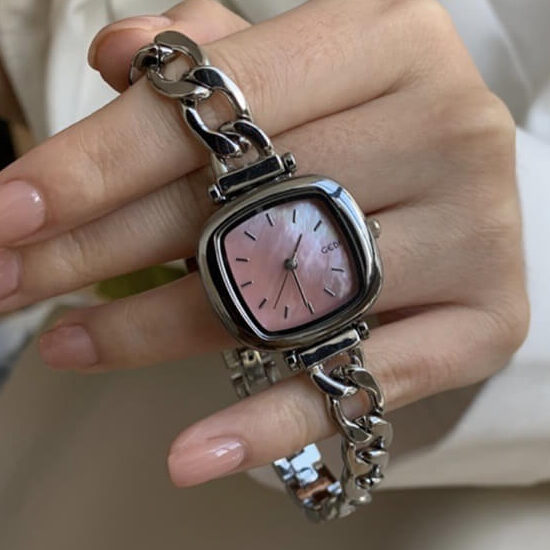 Chic Style Silver Square Mother of Pearl Bracelet Watch