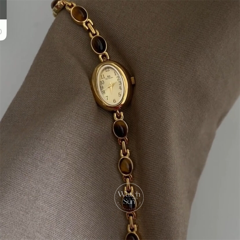 Vintage Natural Tiger's Eye Bracelet Women's Watch