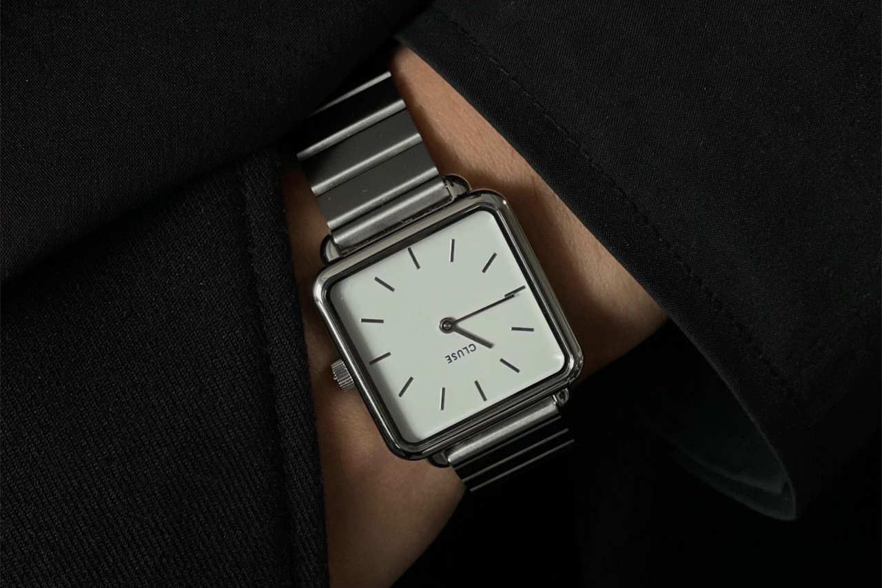 Square stainless steel watch