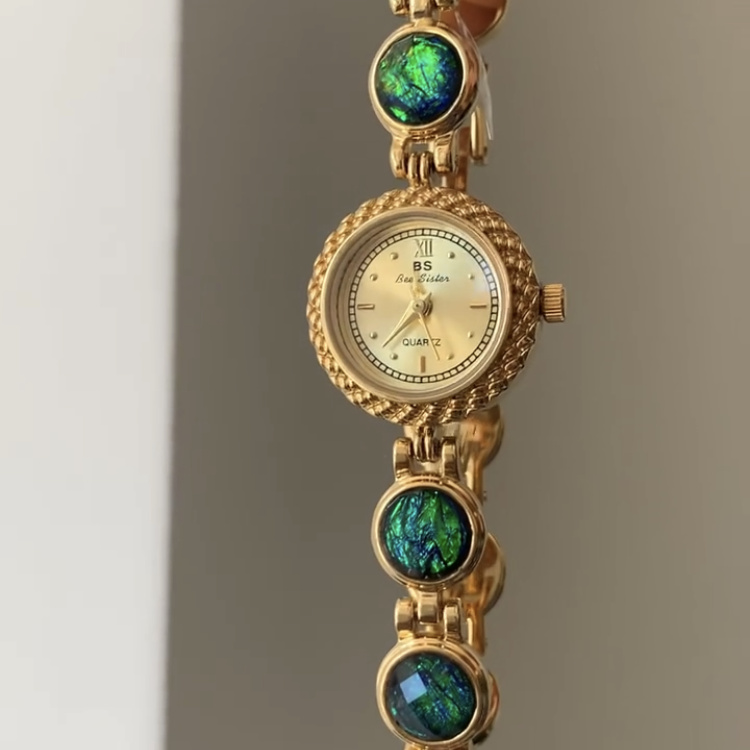 Vintage Colorful Stone Wristwatch for Women
