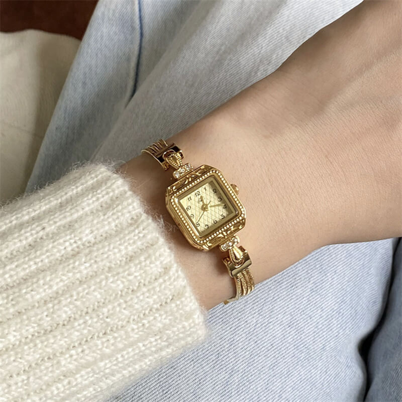 Vintage Gold Small Square Chain Watch
