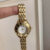 Vintage Style Gold Round Stainless Steel Wristwatch