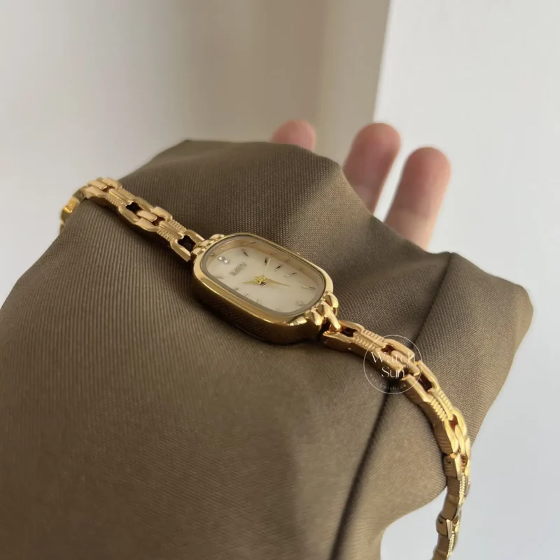 Dainty Gold/Silver Oval Mother of Pearl Bracelet Watch