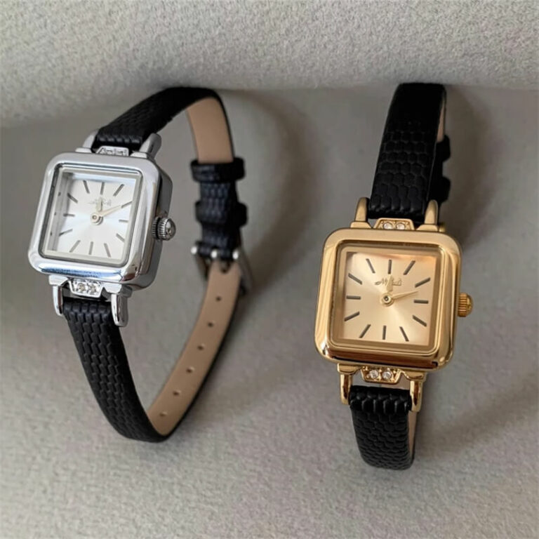 Classic Gold/Silver Square Small Dial Watch for Women - WatchwithSun ...