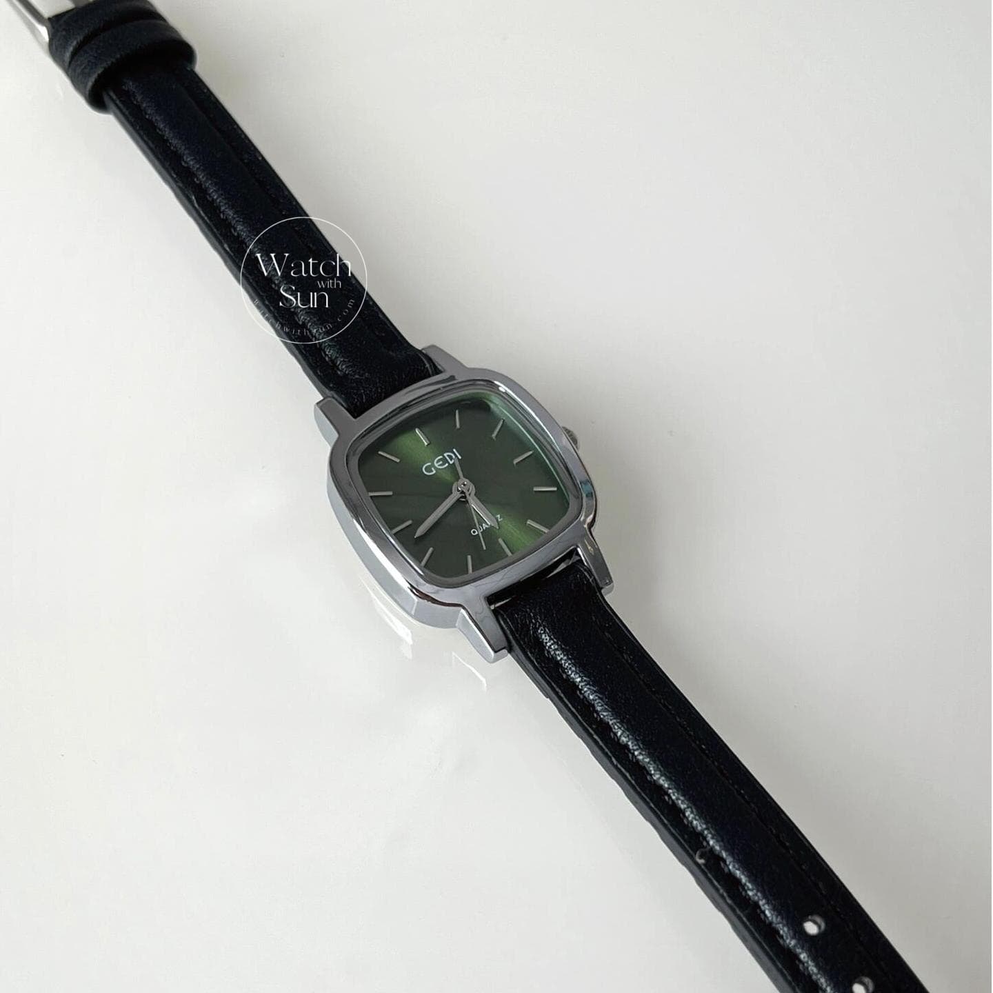 Classic Black/Brown/Silver Square Leather Watch