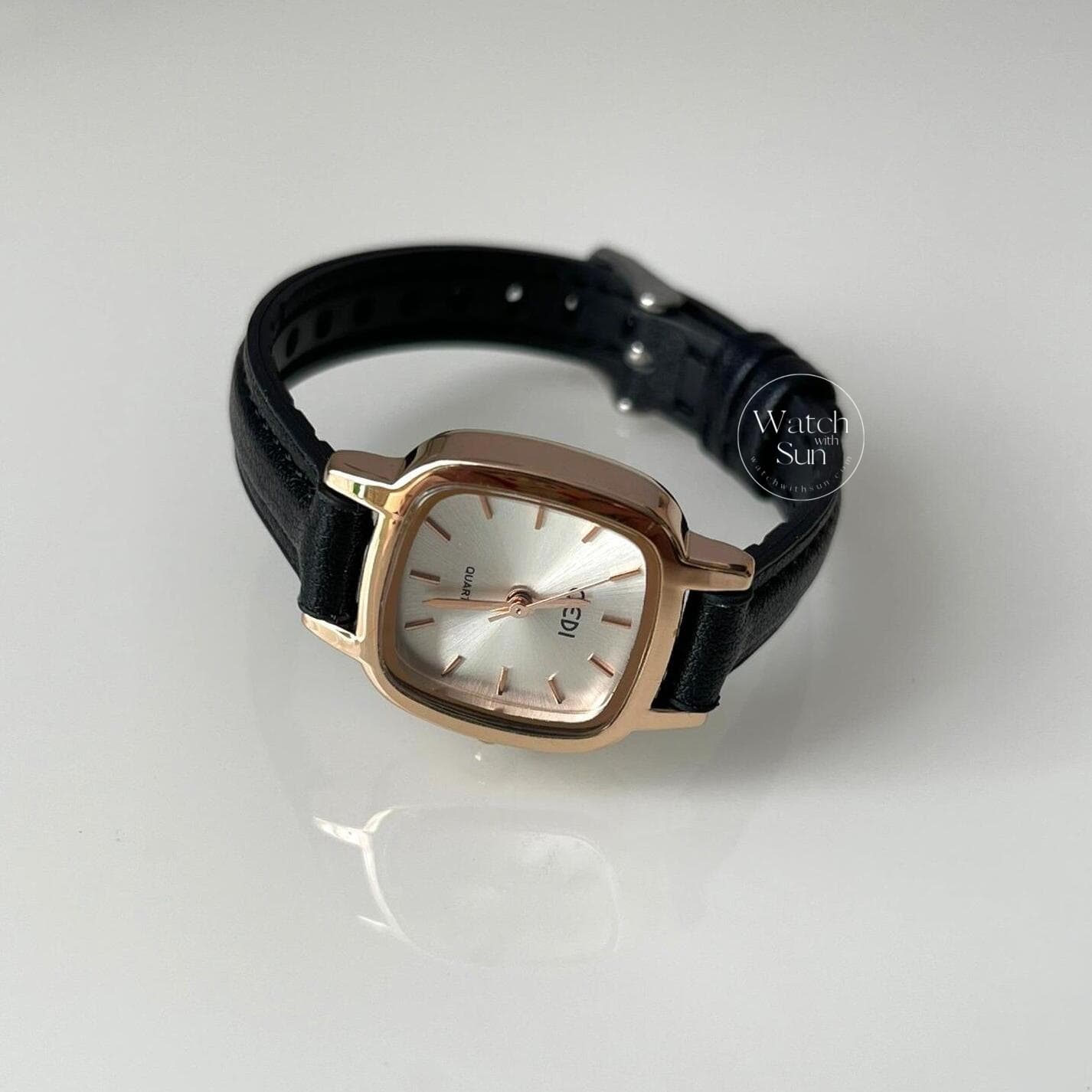 Classic Black/Brown/Silver Square Leather Watch