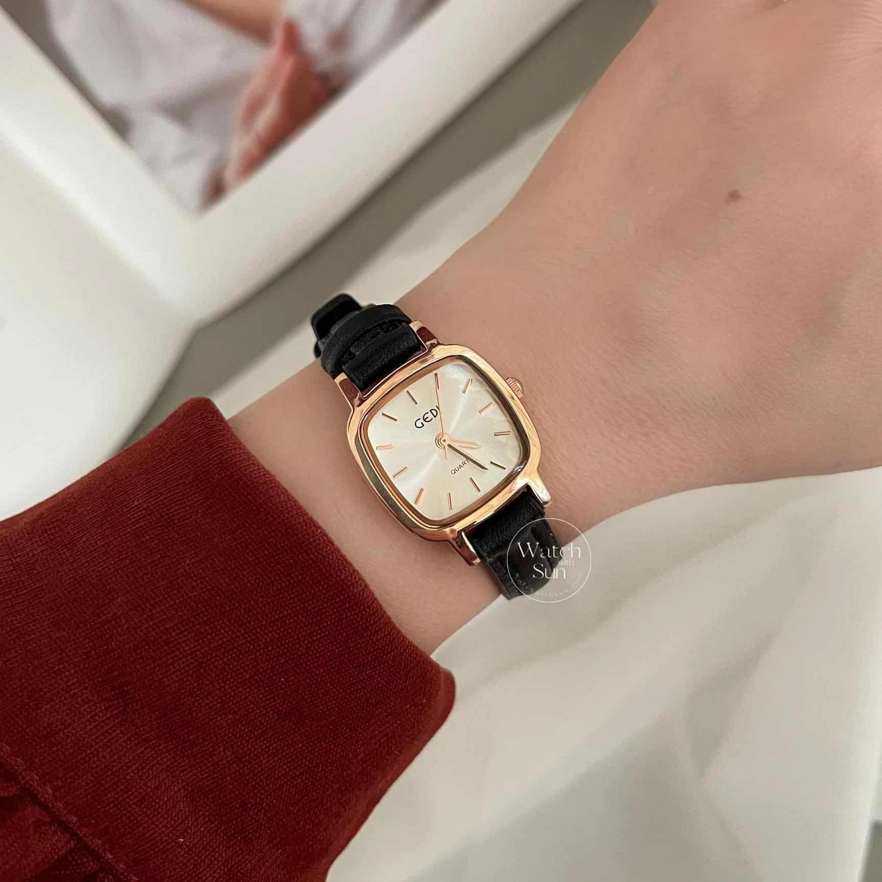 Classic Black/Brown/Silver Square Leather Watch