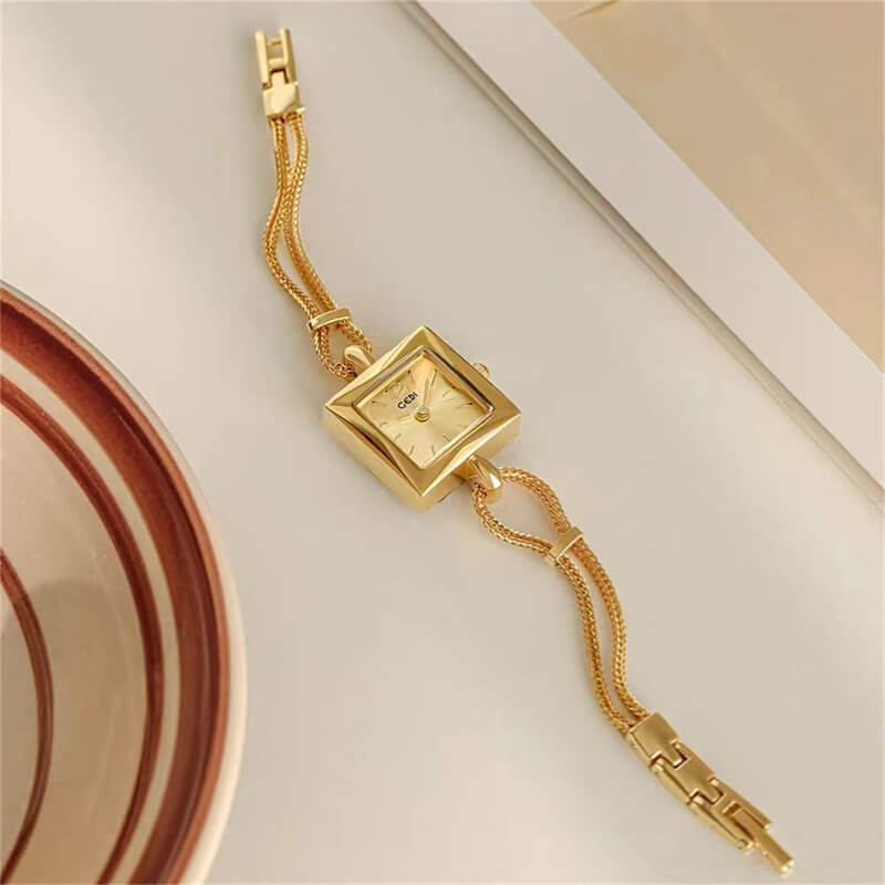 Elegant Gold Plated Square Watch