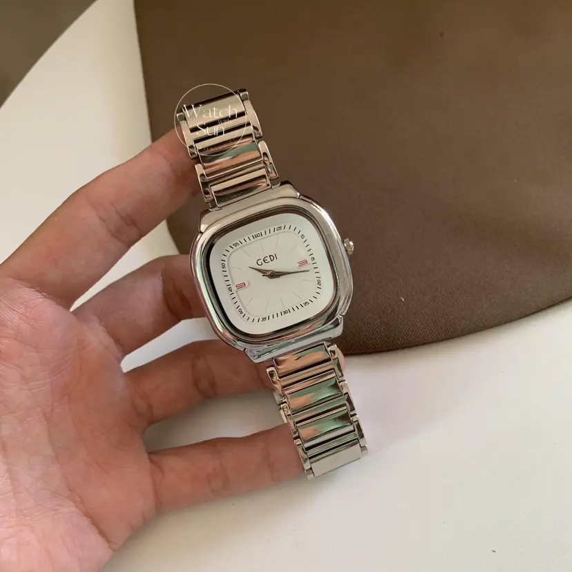 Simple Style Gold/Silver Oversized Square Women's Watch