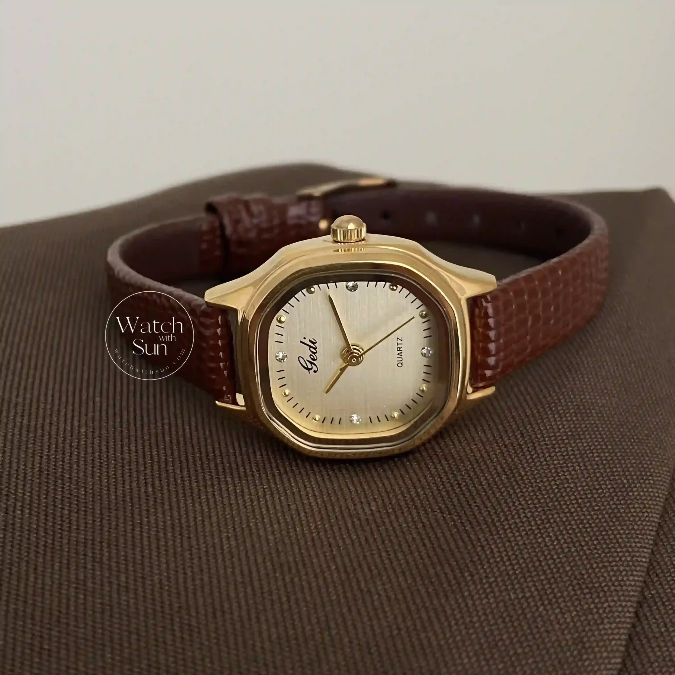 Women's Minimalist Black/Brown Square Leather Watch