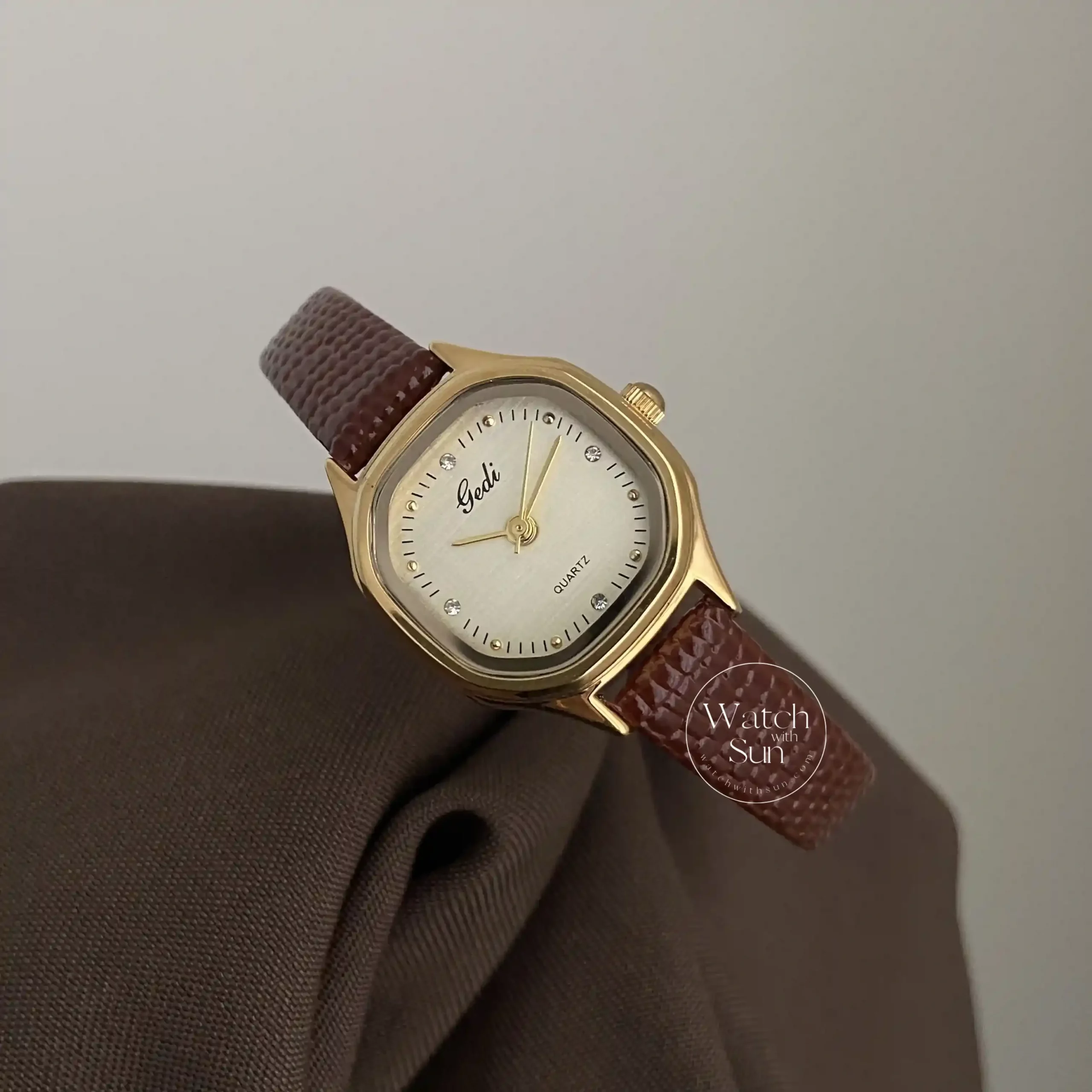 Women's Minimalist Black/Brown Square Leather Watch