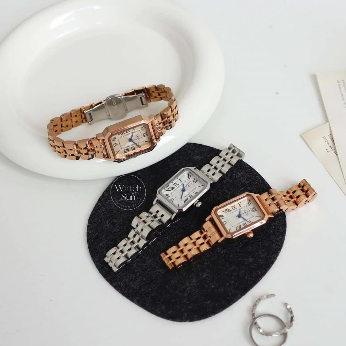 Dainty Champagne Gold Square Bracelet Ladies Watch