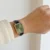 Vintage Style Emerald Brown/Green Dial Rectangle Leather Watch for Women