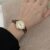 Dainty Brown/Black Round Leather Women's Watch