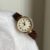 Dainty Brown/Black Round Leather Women's Watch