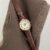 Dainty Brown/Black Round Leather Women's Watch