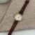 Dainty Brown/Black Round Leather Women's Watch