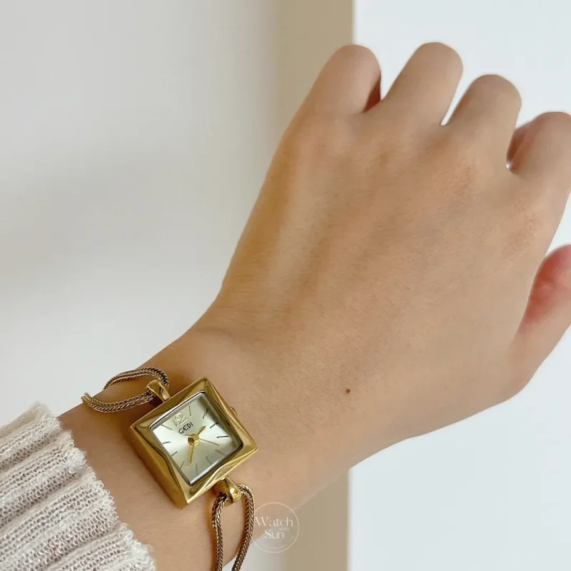 Chic Style Black Square Face Stainless Steel Ladies Watch