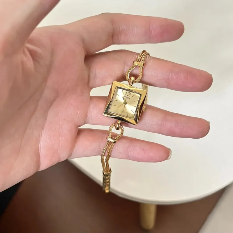 Chic Style Black Square Face Stainless Steel Ladies Watch
