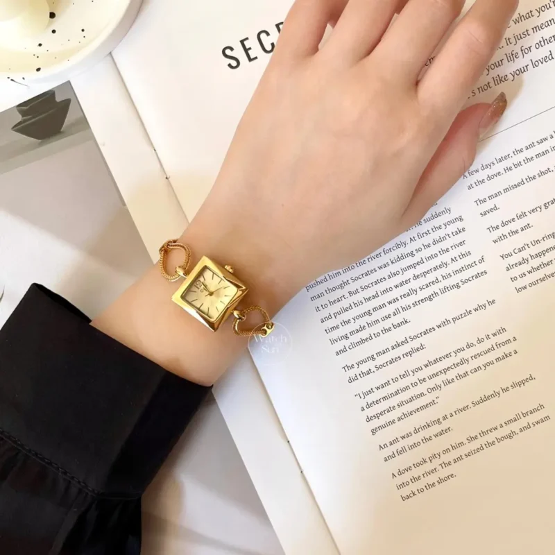 Chic Style Black Square Face Stainless Steel Ladies Watch
