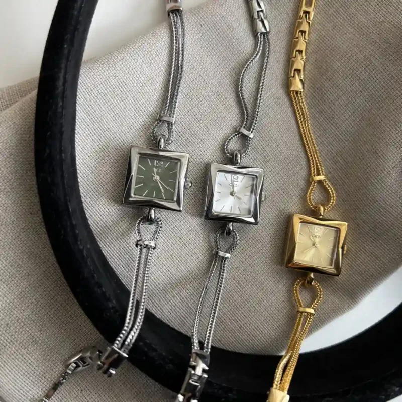Chic Style Black Square Face Stainless Steel Ladies Watch
