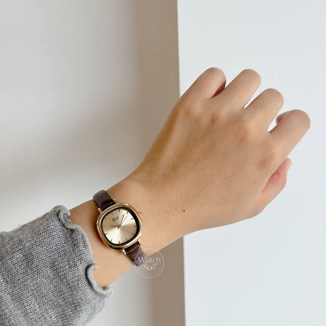 Dainty Black Square Women's Leather Watch