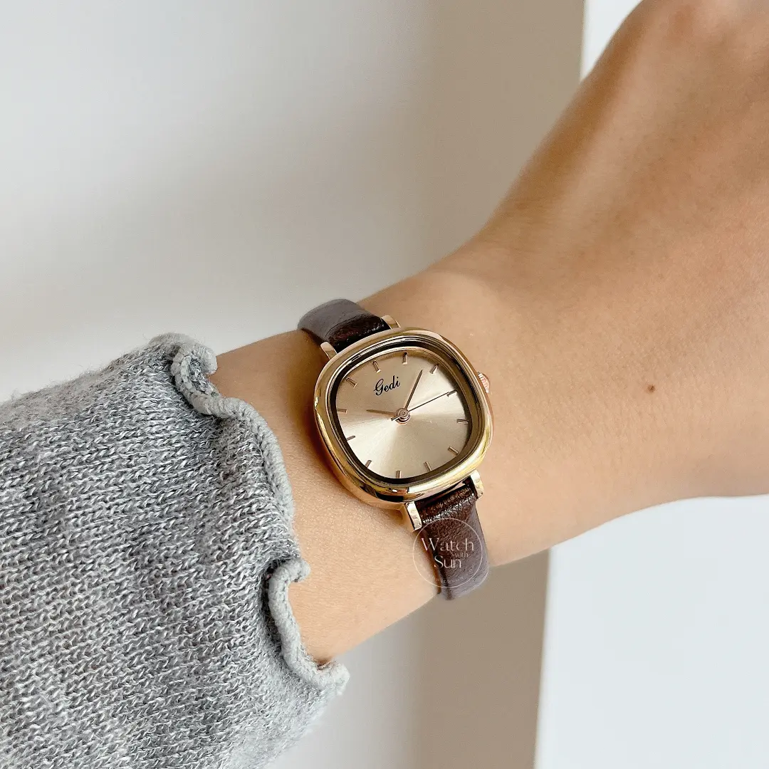 Dainty Black Square Women's Leather Watch